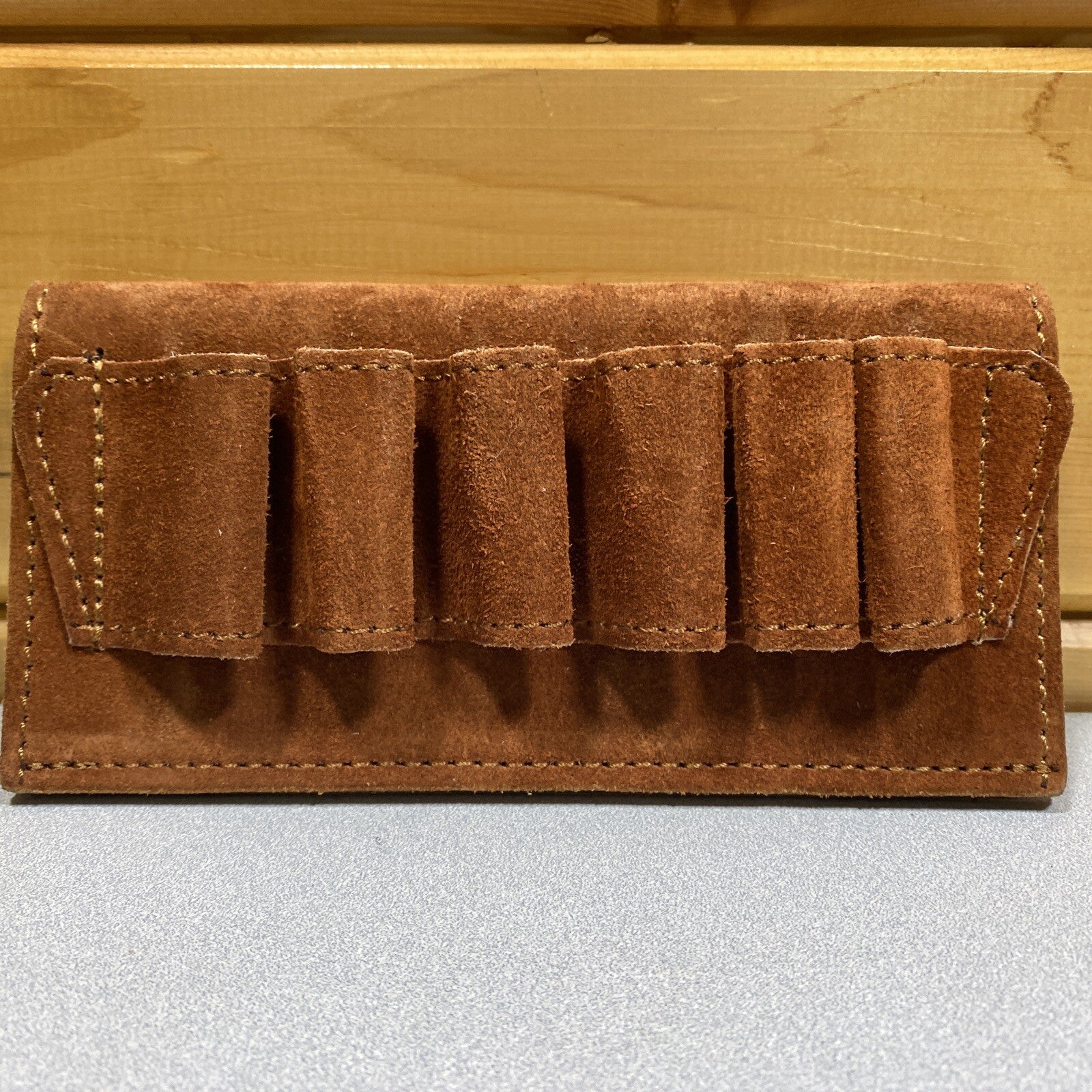 Leather 10 Gauge Ammo Holder Brown Suede Leather NEW
