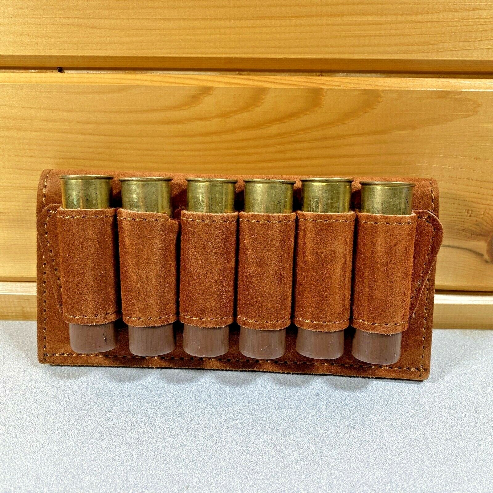 Leather 10 Gauge Ammo Holder Brown Suede Leather NEW