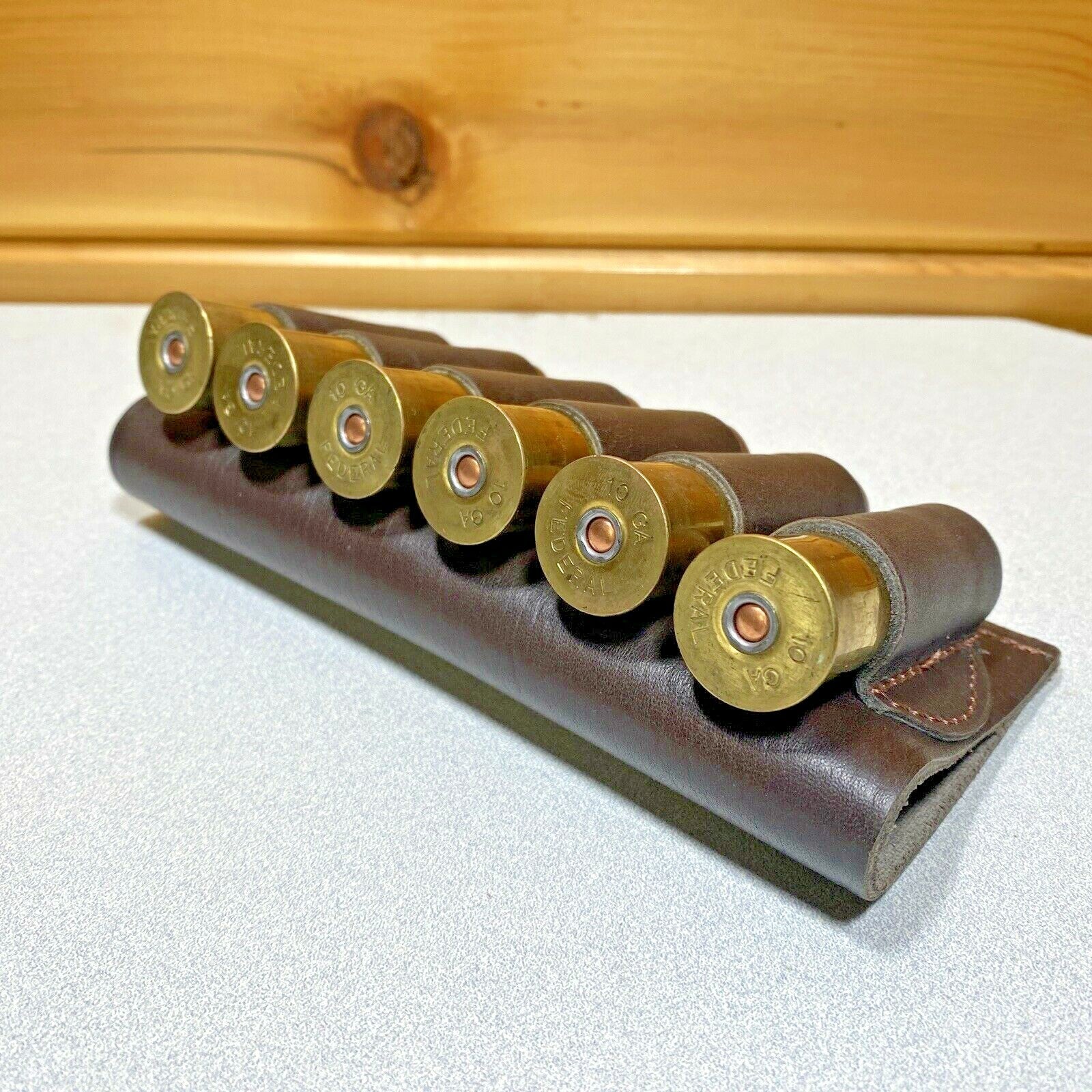 Leather 10 Gauge Ammo Holder Brown Leather NEW