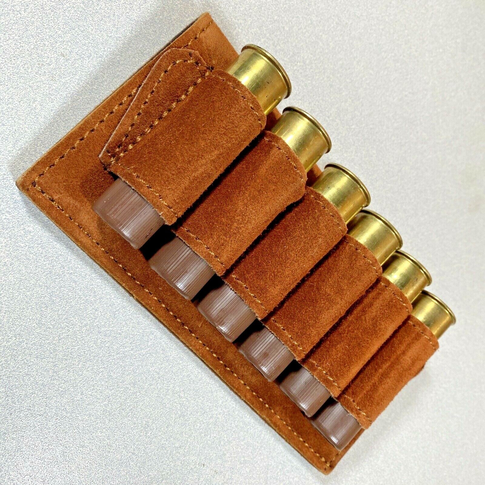 Leather 10 Gauge Ammo Holder Brown Suede Leather NEW