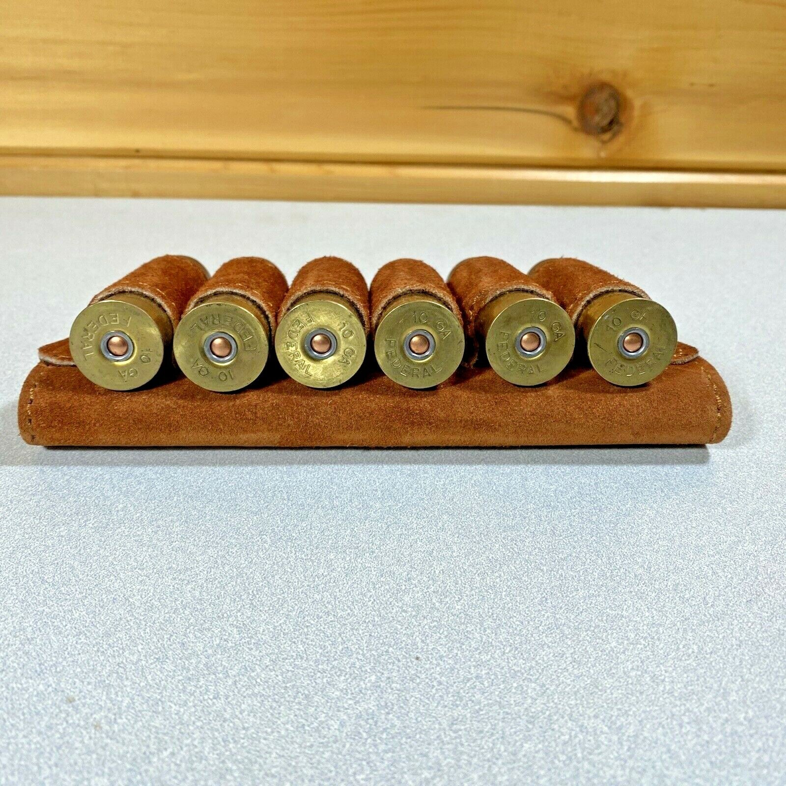 Leather 10 Gauge Ammo Holder Brown Suede Leather NEW