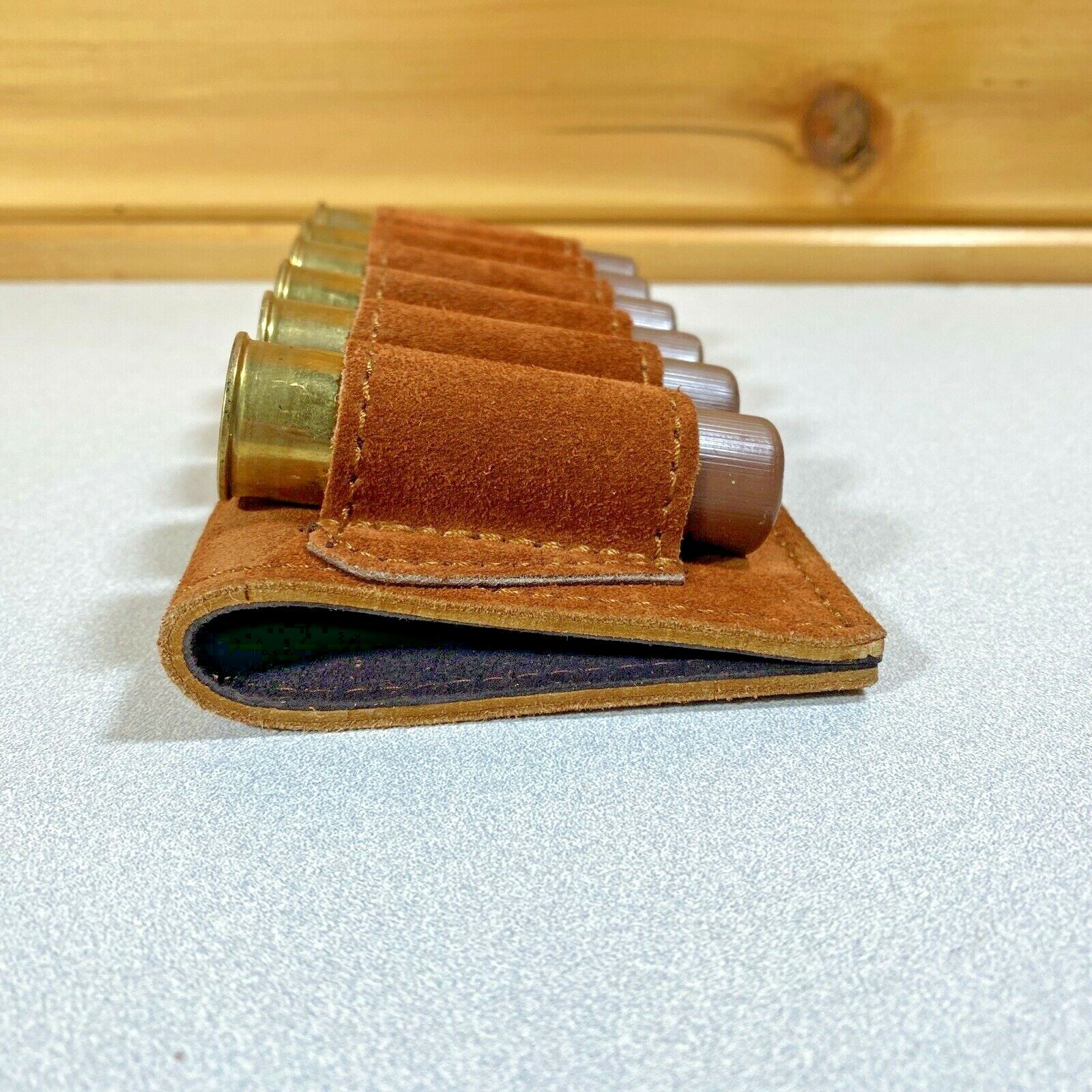 Leather 10 Gauge Ammo Holder Brown Suede Leather NEW