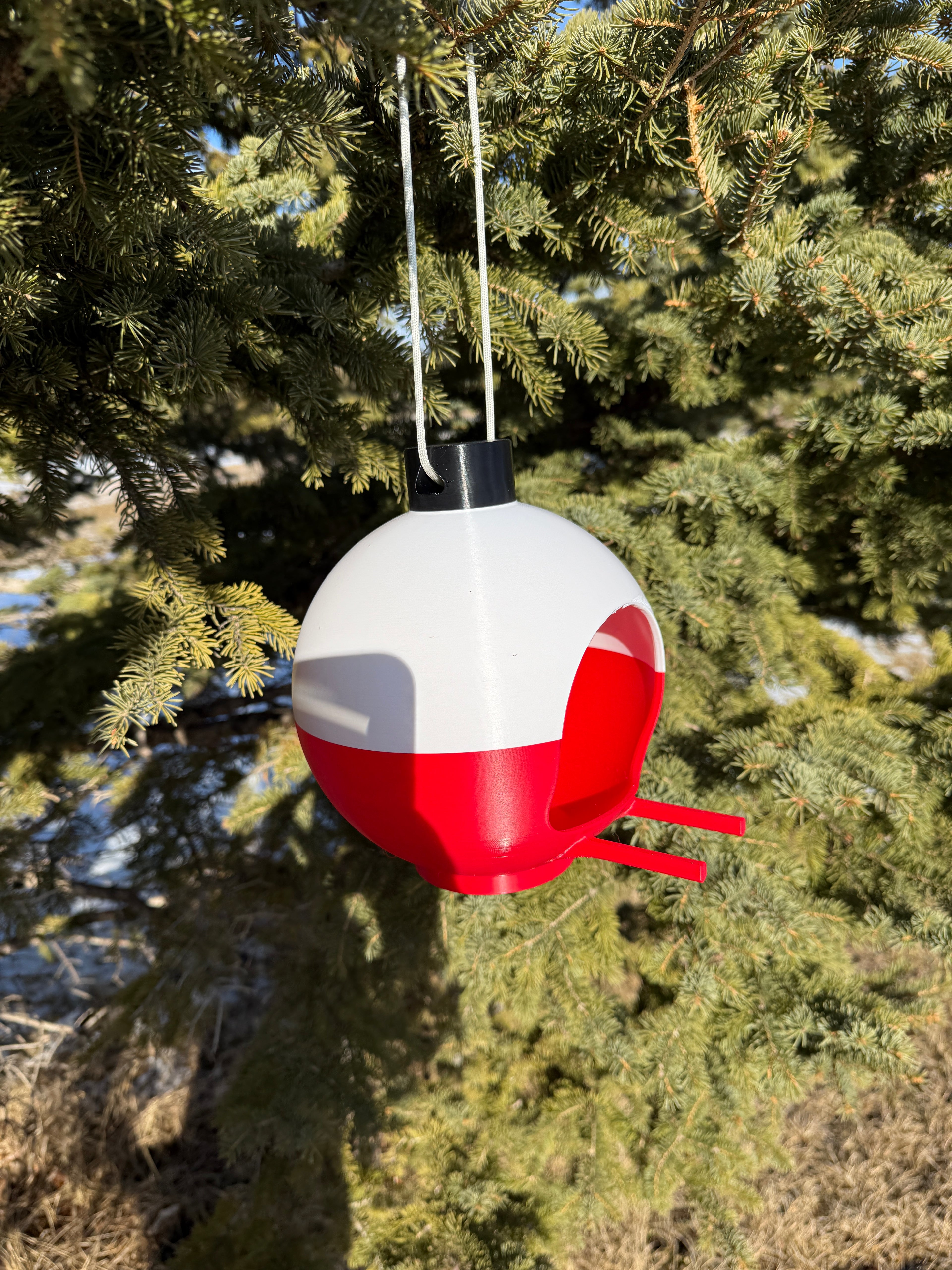 BIRD FEEDER  Classic Fishing Bobber Decorative – Classic Red & White 7" Dia