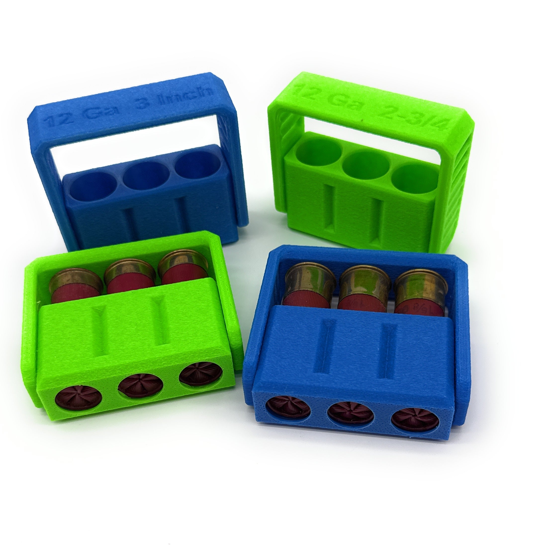 2 Pack of 3-Round 12-Gauge Shotgun Shell Ammo Carrier – PETG Heavy-Duty Holder