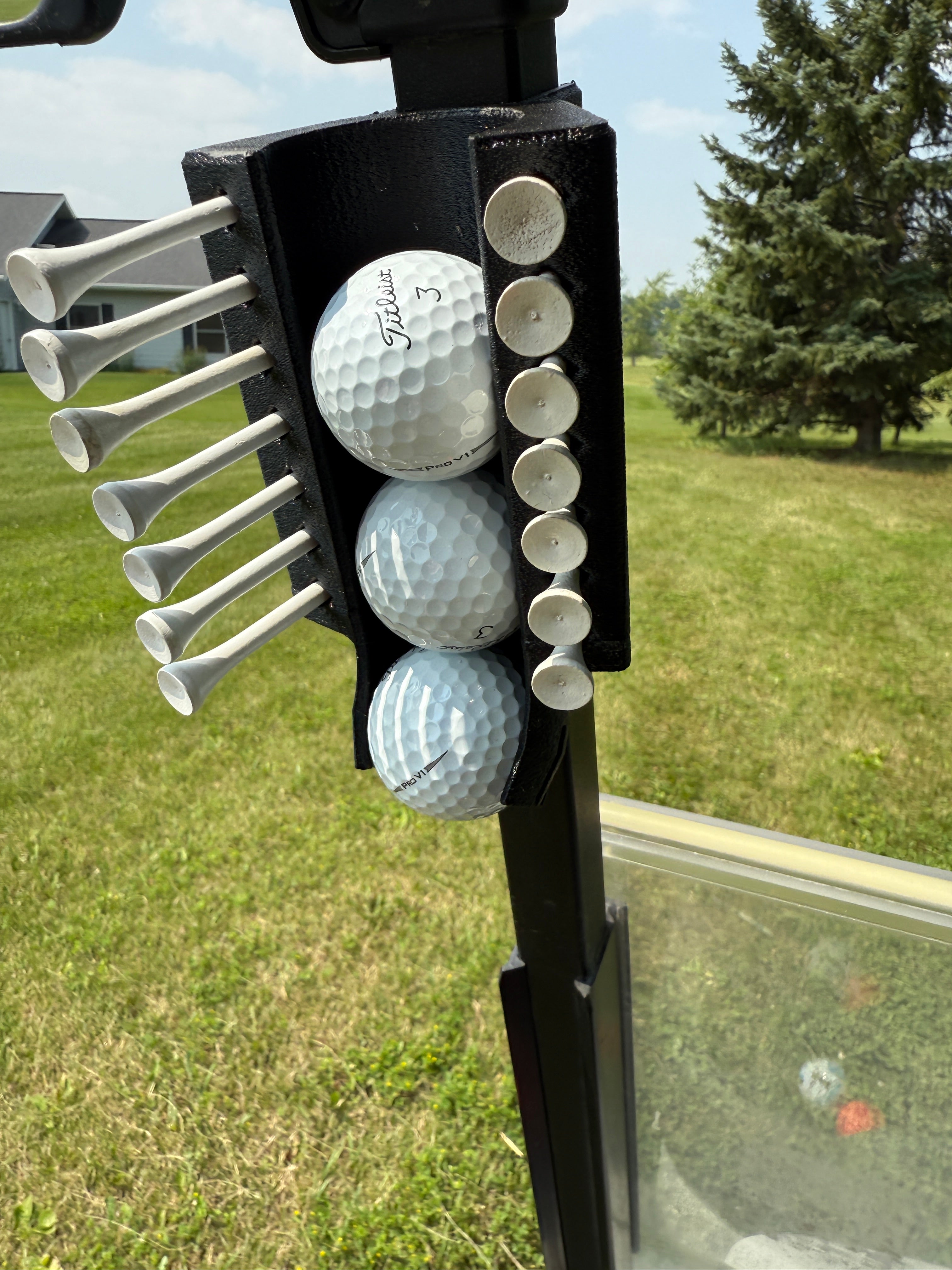 Golf Ball and Tee holder for golf cart