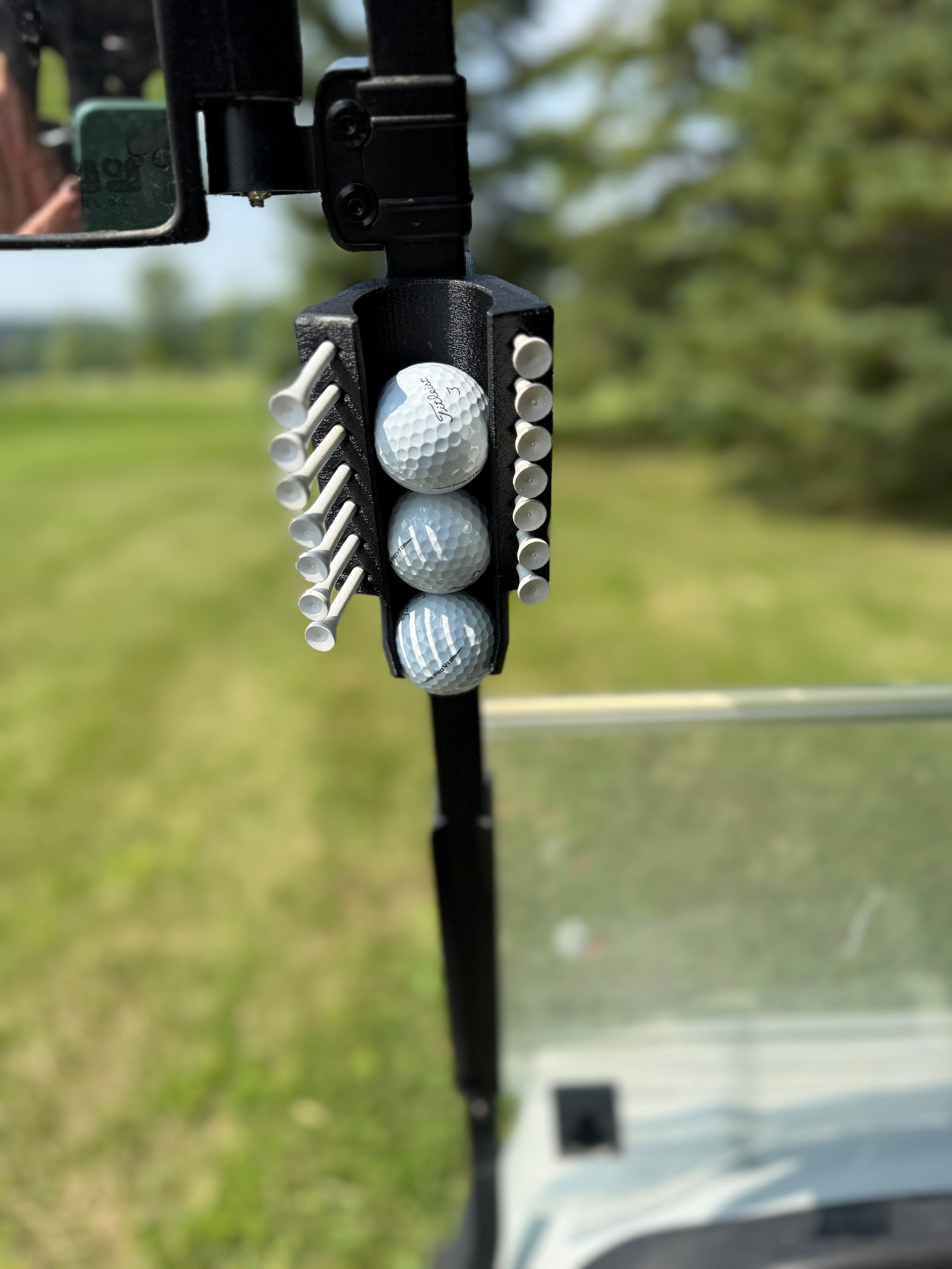Golf Ball and Tee holder for golf cart