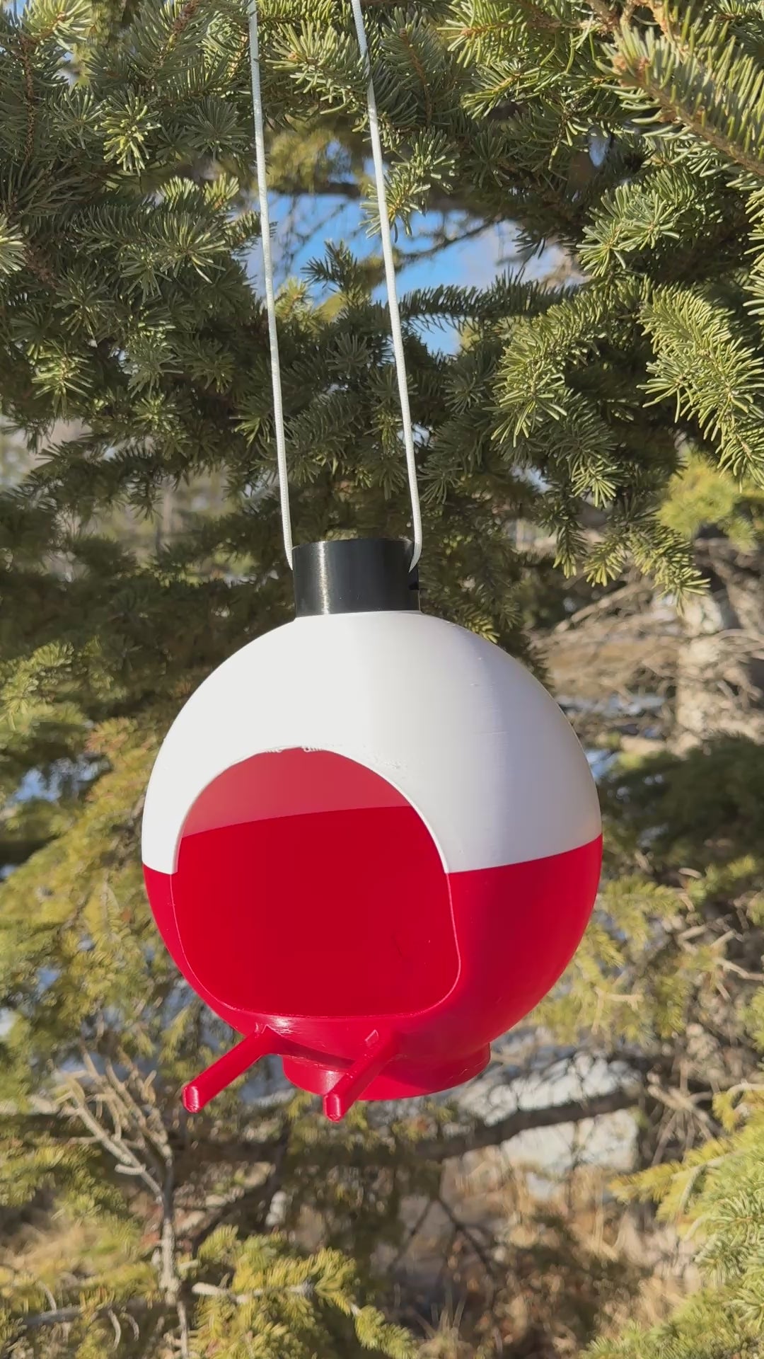 BIRD FEEDER  Classic Fishing Bobber Decorative – Classic Red & White 7" Dia